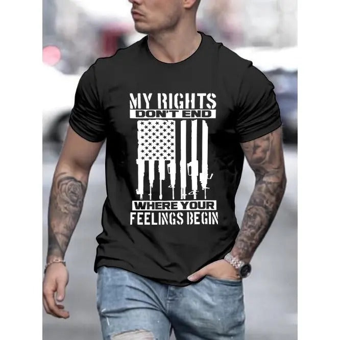 American flag print, men's crew neck short sleeve, simple style T-shirt Fashion regular version T-shirt, casual...