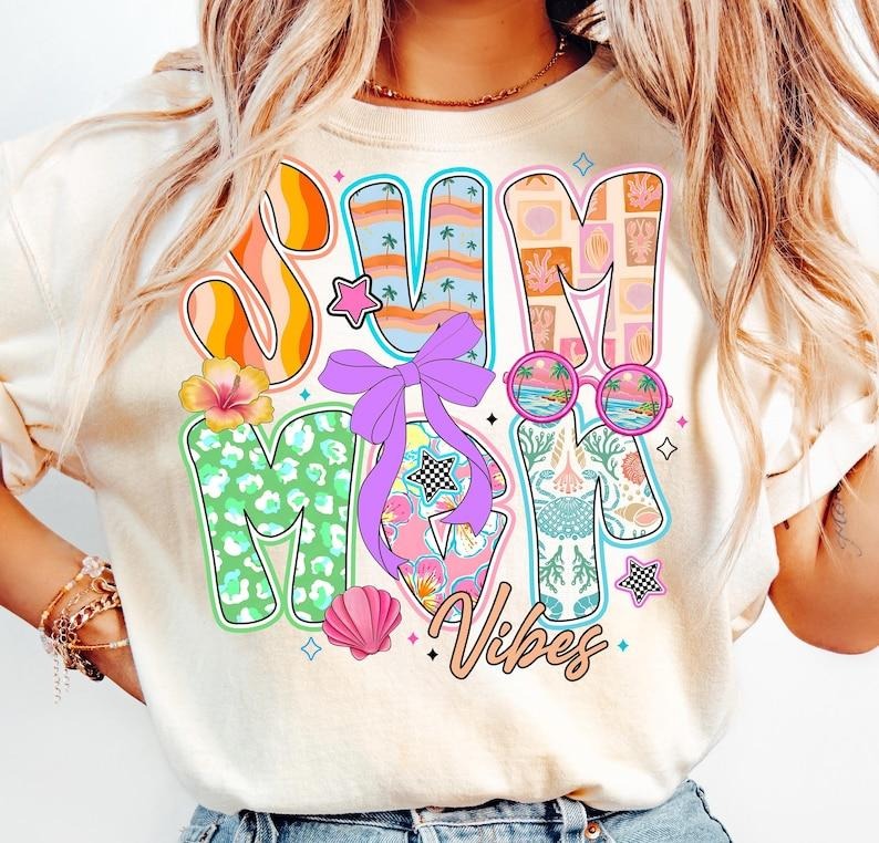 Summer Vibes Beach Tropical Retro Ocean Aesthetic Coquette T-Shirt Hoodie, Sweatshirt | GrindPrints.com