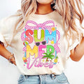Summer Vibes Coquette Retro Beach Hello Summer Checkered Brushstroke T-Shirt Hoodie, Sweatshirt | GrindPrints.com