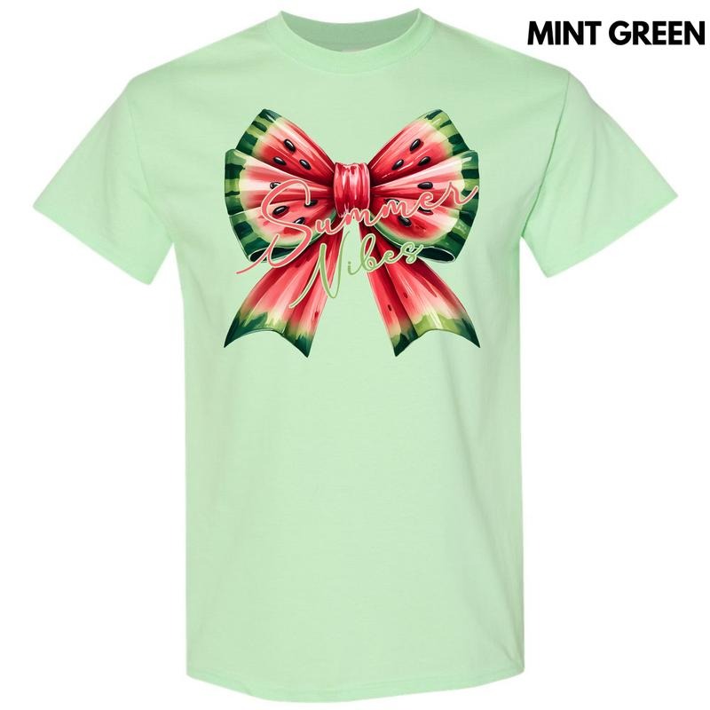 Summer Watermelon Bow Gildan Short Sleeve T-Shirt 'NLB' Hoodie, Sweatshirt | GrindPrints.com
