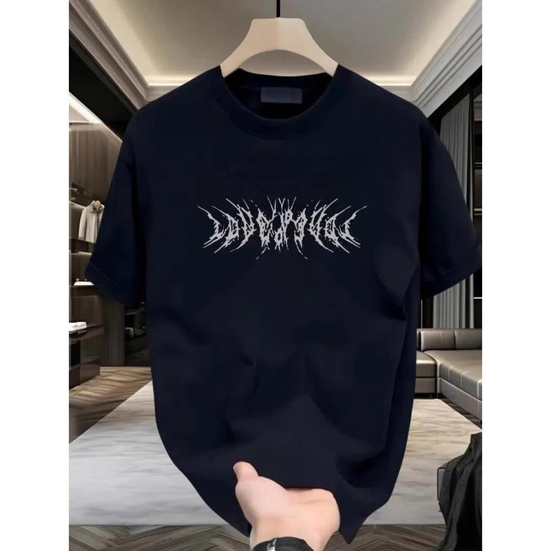 Summer loose casual cotton short sleeve sneakers trendy design T-shirt Pu handsome personality MEN'S tops Hoodie, Sweatshirt