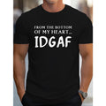 IDGAF Letter printed T-shirt, men's round neck cotton short sleeve, classic casual top, spring/ Summer street style,...