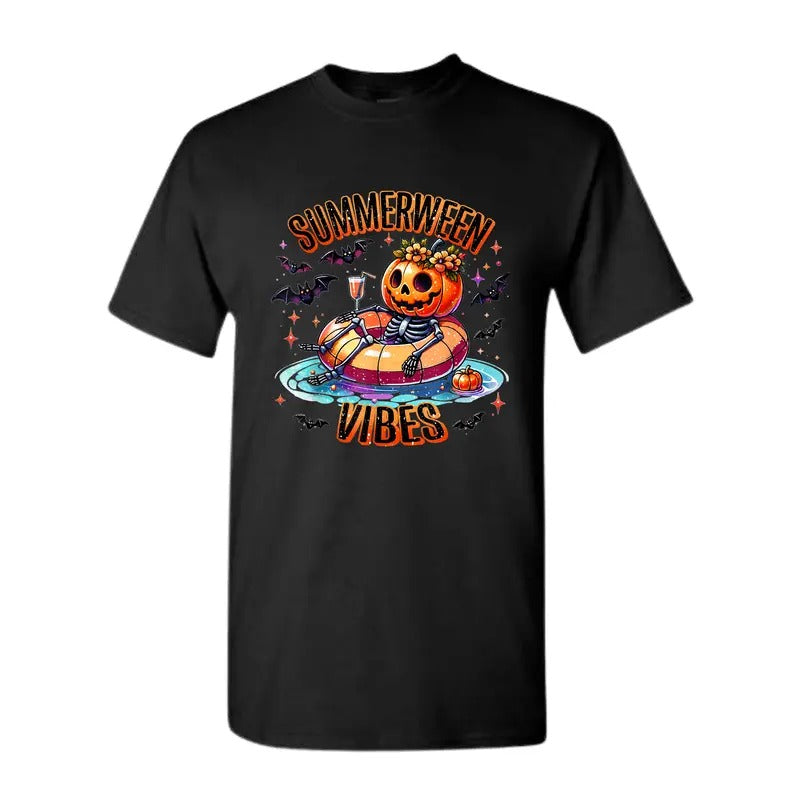 Summerween Vibes Skeleton Pumpkin Summer Vacation T-Shirt, Funny T-Shirt, For Men And Women, Trendy Shirt Hoodie, Sweatshirt