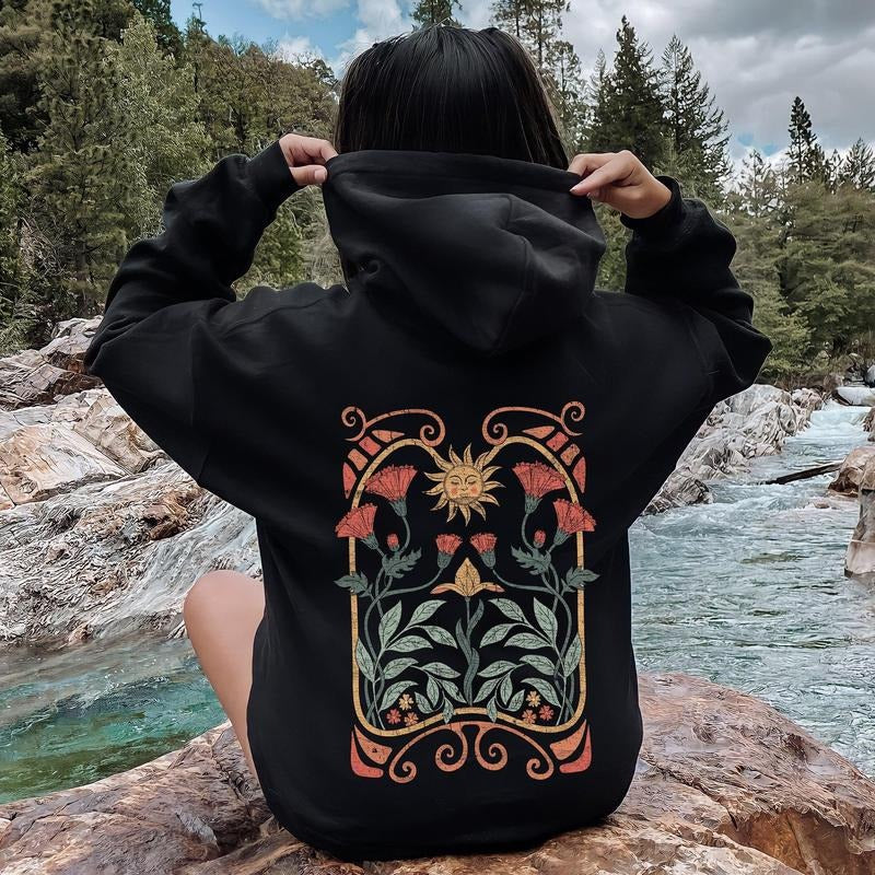 Sun Art Deco Design, Celestial Art Nouveau, Colorful Hoodie T-Shirts, Sweatshirt | GrindPrints.com