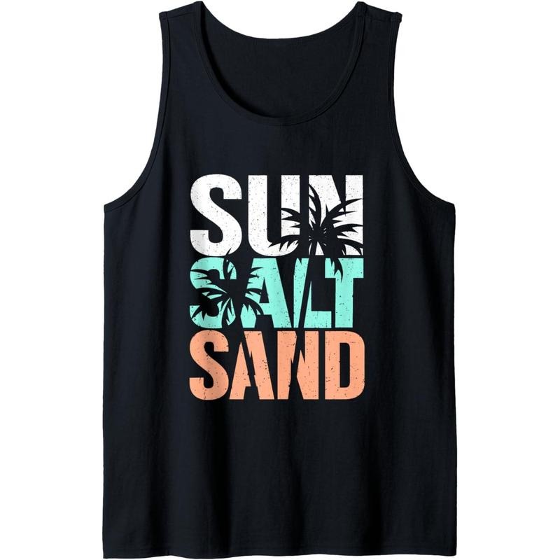 Sun Salt Sand Funny Summer Beach Vacation Palm Lover Tank Top Made USA T-Shirts, Hoodie, Sweatshirt