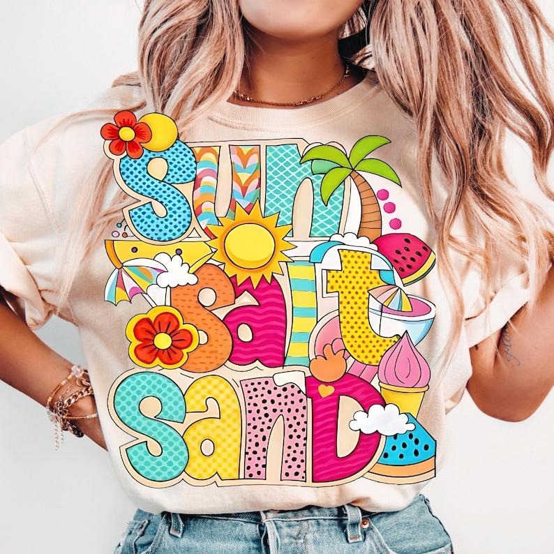 Sun Salt Sand Retro Beach Checkered Summer Beach Vibes Shirt T-Shirtstyle{n002}2 Hoodie, Sweatshirt | GrindPrints.com