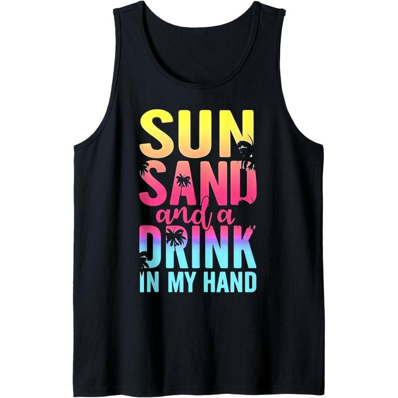 Sun Sand Drink My Hand Beach Cruise Vacation Funny Tank Top Made USA T-Shirts, Hoodie, Sweatshirt