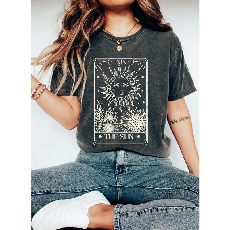 Sun Tarot Card Celestial Comfort Colors Tshirt Hoodie, Sweatshirt | GrindPrints.com