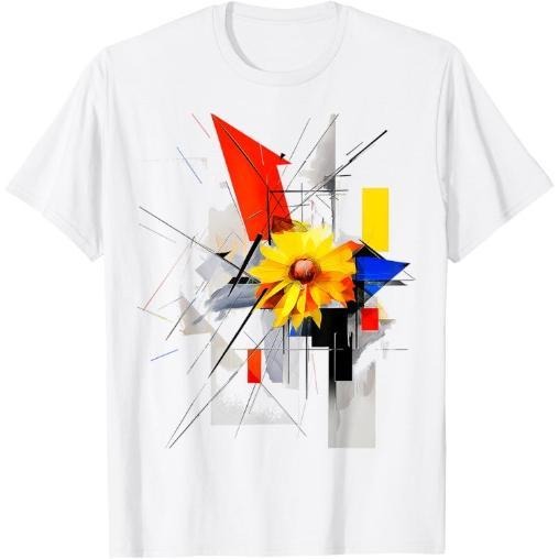Sunflower Art Abstract Polygon Flower Graphic Sunflower T-Shirt Made in USA Hoodie, Sweatshirt | GrindPrints.com