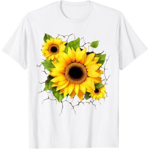 Sunflower Art Leaves Flower Lover Graphic Sunflower T-Shirt Made in USA Hoodie, Sweatshirt | GrindPrints.com
