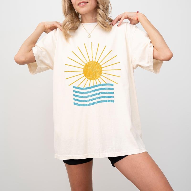 Sunny Beach Waves, Summer Vibes, Vacation, Mykonos, Hot Girl Summer, Tshirt, Women's Comfort Color Tee, Tshirt Hoodie,...
