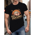 Sunset Pig Print Tee Shirt - Casual Short Sleeve T-Shirt for Men - Summer Wear - Adult Size - Polyester Fabric - Regular...
