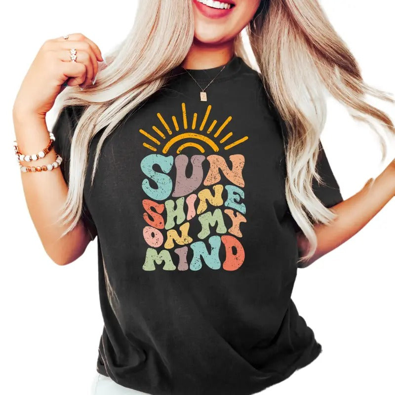 Sunshine On My Mind, Summer Shirt, Summer Gift, Hello Summer, Cute Summer Tee, Palm T Shirt, Beach Shirt, Retro Summer...