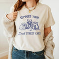 Support Your Local Street Cats Retro T-Shirt, Funny Trash Pandal Graphic T-shirt, Raccoon Shirt, Vintage Possum Gag...