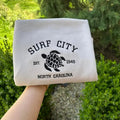 Surf City embroidered sweatshirt;  North Carolina embroidered crewneck; gift for her T-Shirts, Hoodie | GrindPrints.com