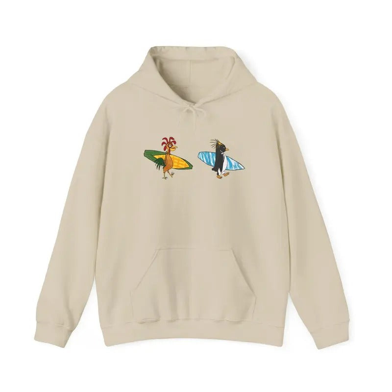 Surfing Chicken Unisex Hoodie - Chicken Joe and Cody Maverick Beach Hoodie, Ocean Waves Graphic, Summer Vibes, Coastal...