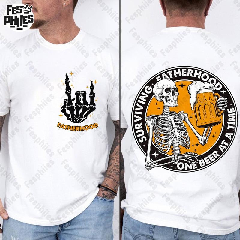 Surviving Fatherhood One Beer At A Time , Funny Fathers Day , Fathers Day ,Design , Drinking Dad , Happy Fathers Day , ...