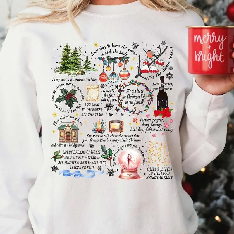 SwIftmas Christmas Collection Sweatshirt - Unisex Loose Fit Pullover with SwIft Lyrics Crewneck - Fabric T-Shirts, Hoodie