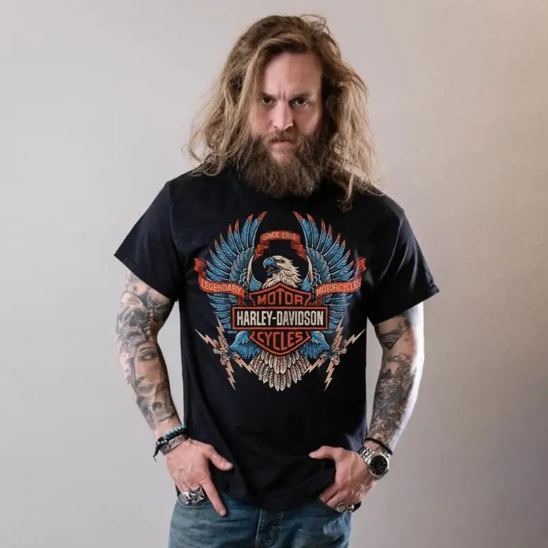 Men's Vintage Motorcycle T-shirt/Sweatshirt Soft Cotton Classic Fit Hoodie | GrindPrints.com