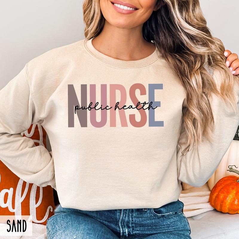 Sweatshirt for Public Health Nurse, Public Health RN, Public Health Nurse Crewneck, RN Gift, Nurse Life Casual Cotton...