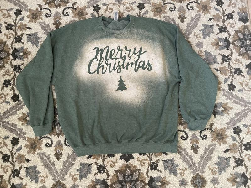 Green Bleached Merry Christmas Tee/Sweatshirt Hoodie | GrindPrints.com