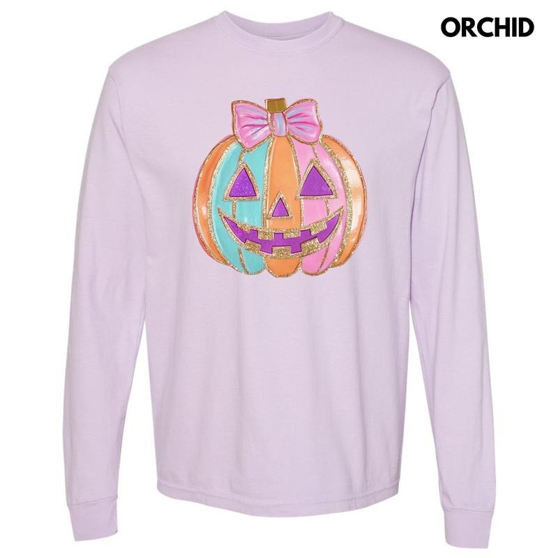 Sweet & Colorful Jack O Lantern Long Sleeve Comfort Colors T-Shirt 'NLB' Hoodie, Sweatshirt | GrindPrints.com
