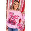Sweet Pink Bow Cherry Rhinestone Graphic Long Sleeve T-Shirt Hoodie, Sweatshirt | GrindPrints.com