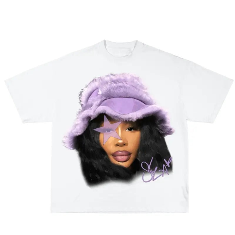 Sza Purple Rap Star Graphi Rap Tee Shirt Crewneck Streetwear Hoodie, Sweatshirt | GrindPrints.com