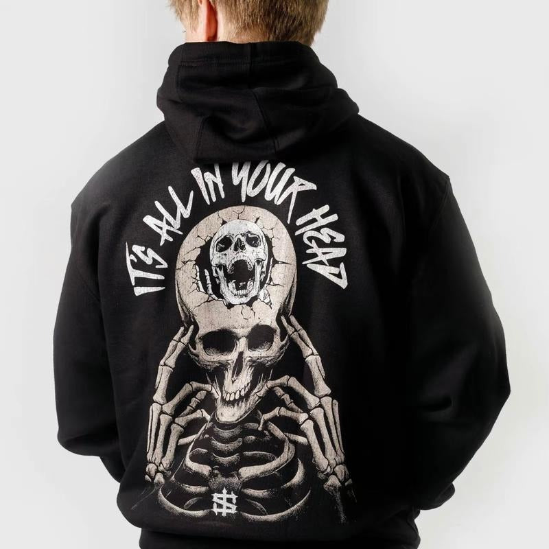 Men's All in Your Head Hoodie/T-Shirt - Cotton Fleece Pullover Sweatshirt | GrindPrints.com