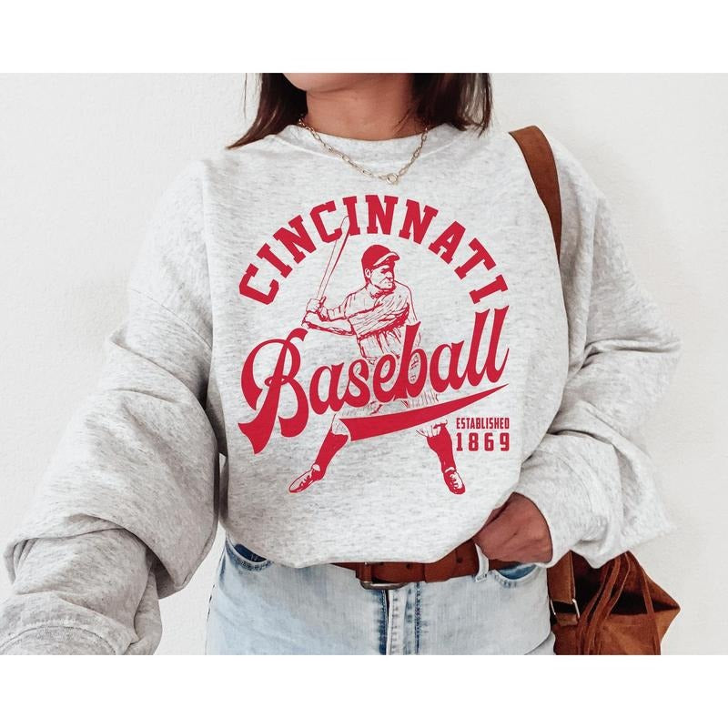 Vintage Cincinnati Red Red EST 1869 Shirt Cincinnati Baseball Shirt Retro Cincinnati Red Cincinnati 1869 T-Shirts, Hoodie, Sweatshirt