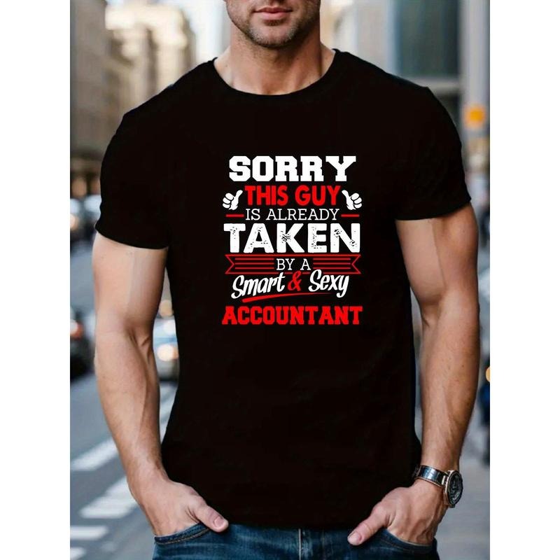 TAKEN BY ACCOUNTANT Print Men's Versatile Breathable Round Neck T-Shirt With Comfortable Short Sleeves, Regular Fit Top...