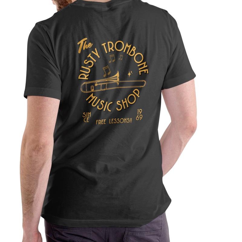 THE RUSTY TROMBONE MUSIC SHOP T Shirt, funny, Unisex, Cotton Menswear Soft Hoodie, Sweatshirt | GrindPrints.com