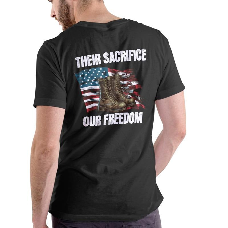 THEIR SACRIFICE OUR FREEDOM T Shirt, Patriotic, Unisex, Cotton Hoodie, Sweatshirt | GrindPrints.com