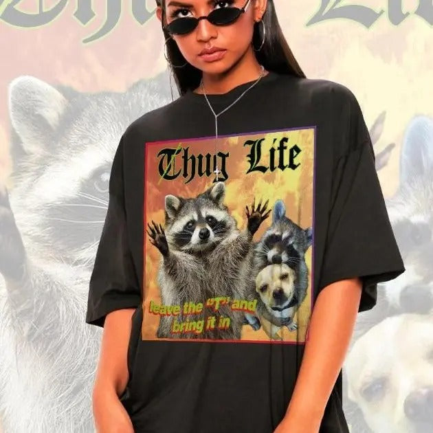 THUG LIFE Hug Life Meme Shirt Raccoon Tanuki Opossums Lover Shirt Possums Shirt Sad Opossums Meme Eat Trash Possum Meme Meme Shirt T-Shirts, Hoodie, Sweatshirt