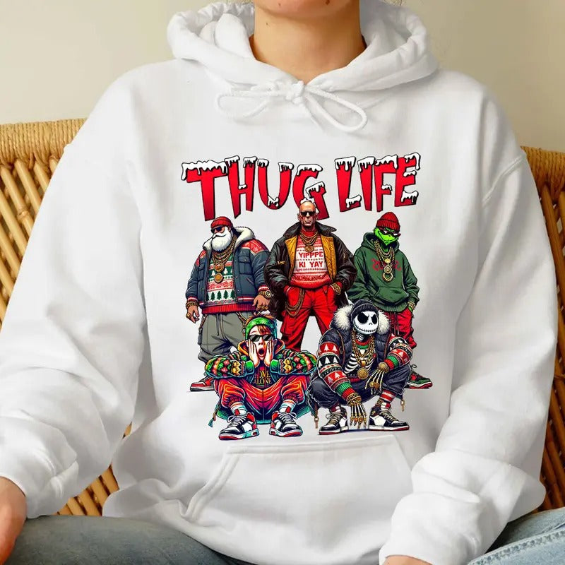 THUGLIFE Christmas Shirt, Christmas Movies Shirt, Xmas Graphic Tee Comfort Cotton Fabric Top Fit Hoodie Womenswear...
