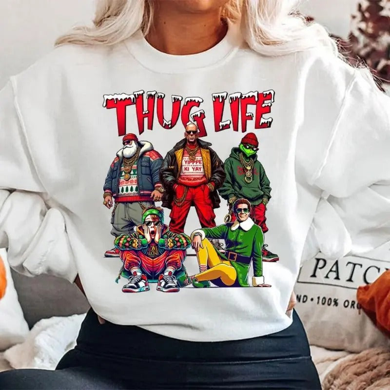 THUGLIFE Christmas Shirt, Christmas Movies Shirt, Xmas Graphic Tee Hoodie, Sweatshirt | GrindPrints.com
