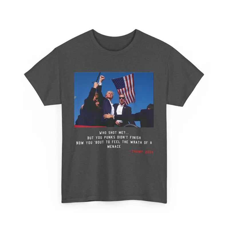 TRUMP - WHO SHOT ME? TEE Hoodie, Sweatshirt | GrindPrints.com