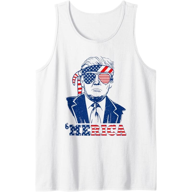 TRUMP Happy 4th Of July Trump American Flag Funny Tank Top made in usa T-Shirts, Hoodie, Sweatshirt | GrindPrints.com