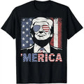 TRUMP Happy 4th Of July Trump American Flag T-Shirt made in usa Hoodie, Sweatshirt | GrindPrints.com