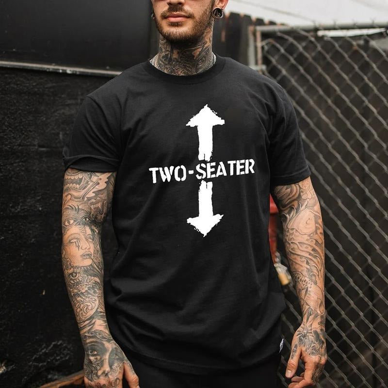 TWO-SEATER Double Arrow Simple Casual Graphic Print T-shirt -  Sweatshirt