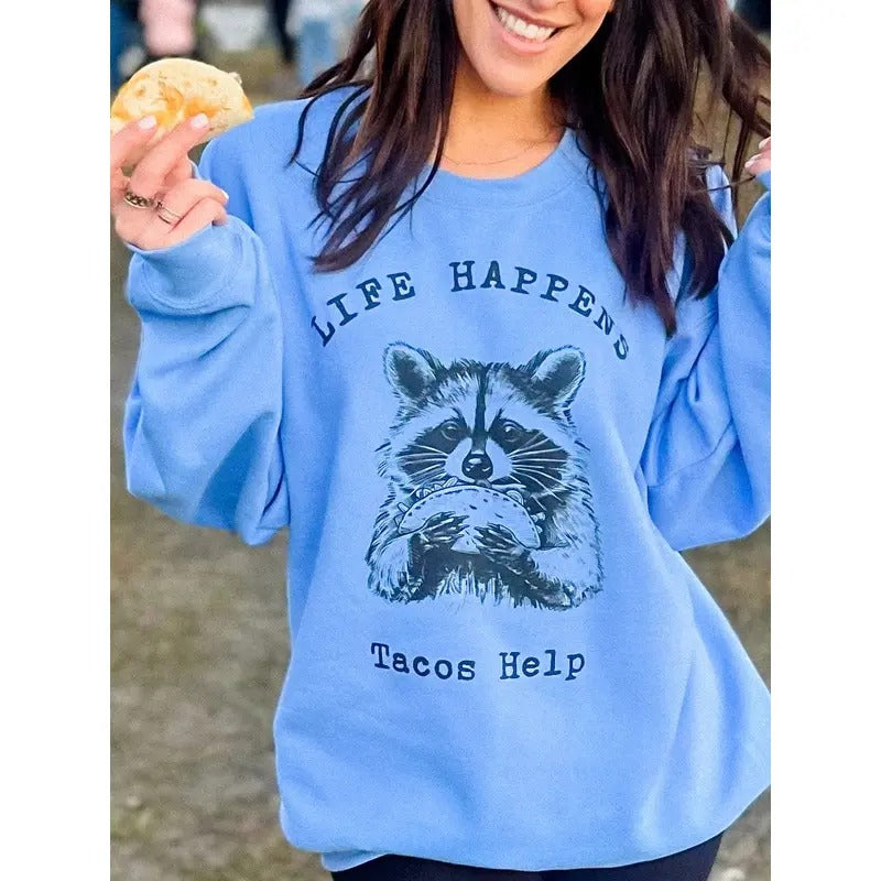 Tacos Help Graphic Pullover T-Shirts, Hoodie, Sweatshirt | GrindPrints.com