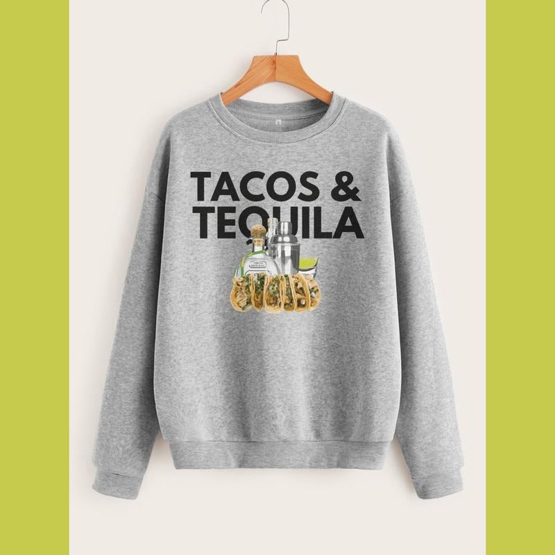 Tacos and Tequila Sweatshirt - Unisex 3 Color Options - Taco Crewneck Hoodie T-Shirts | GrindPrints.com