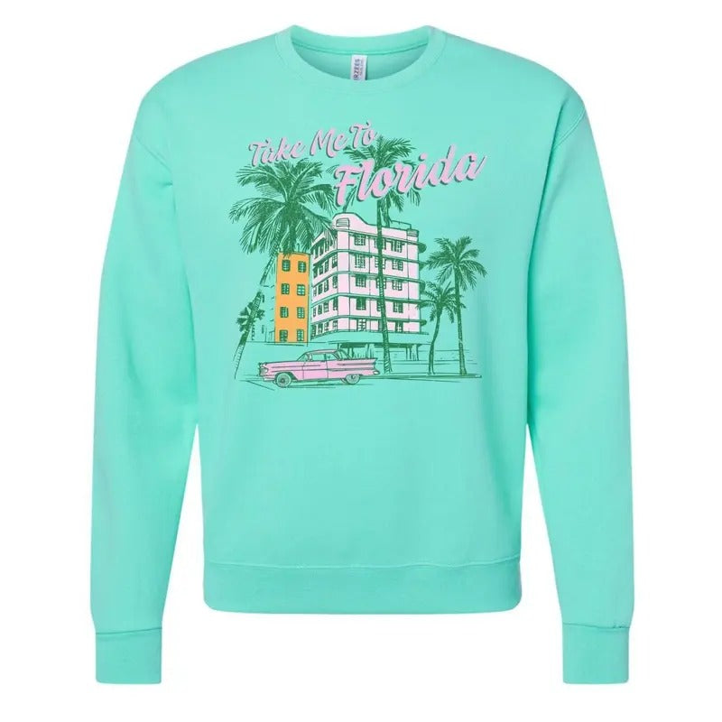 'Take Me To Florida' Retro Crewneck Sweatshirt T-Shirts, Hoodie | GrindPrints.com