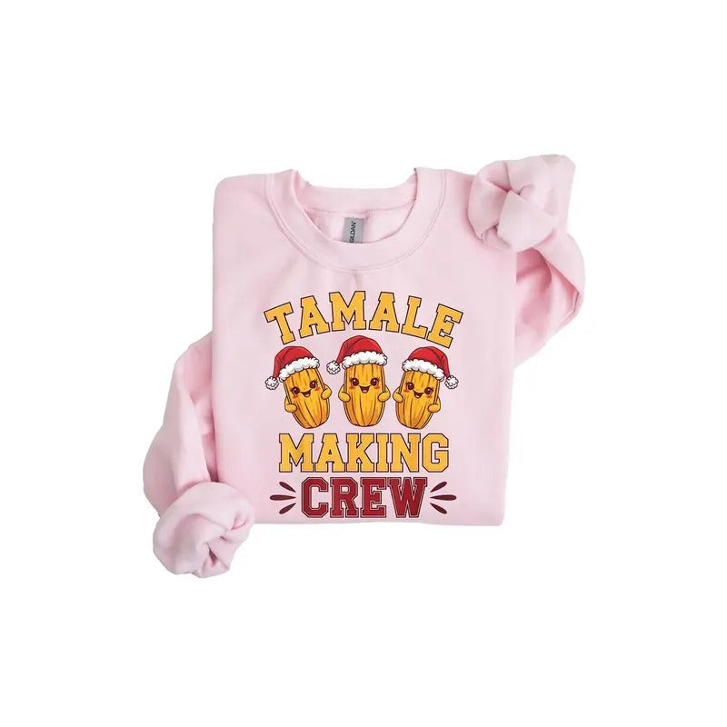 Tamale Making Crew Shirt, Santa Claus Sweatshirt for Christmas, Mesoamerican and Guatemalan Inspired Unisex Hoodie and...