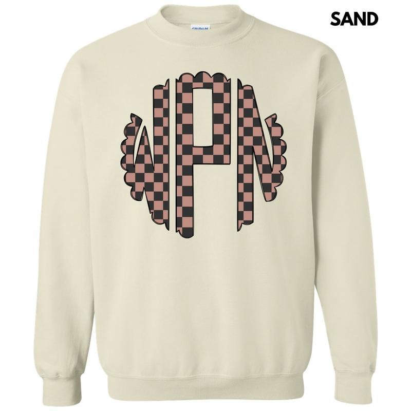 Tan Checker Monogram Sweatshirt 'NLB' T-Shirts, Hoodie | GrindPrints.com