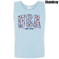 Tank Top - All American Floral USA Comfort Colors Tank Top 'NLB' T-Shirts, Hoodie, Sweatshirt | GrindPrints.com