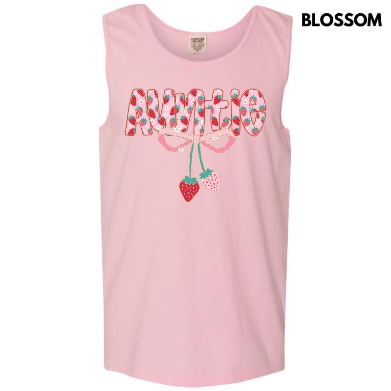 Tank Top - Auntie Strawberry Coquette Comfort Colors Tank Top 'NLB' T-Shirts, Hoodie, Sweatshirt | GrindPrints.com