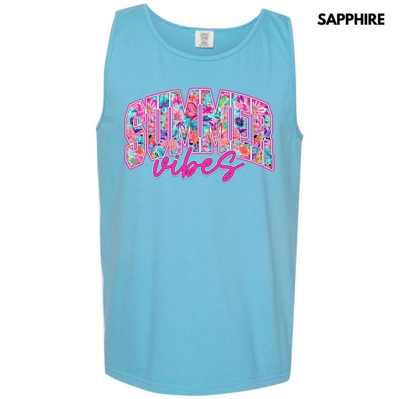 Tank Top - Blooming Summer Vibes Comfort Colors Tank Top 'NLB' T-Shirts, Hoodie, Sweatshirt | GrindPrints.com