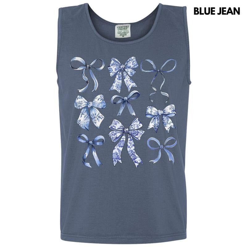 Tank Top - Blue Bow Coquette Comfort Colors Tank Top 'NLB' T-Shirts, Hoodie, Sweatshirt | GrindPrints.com
