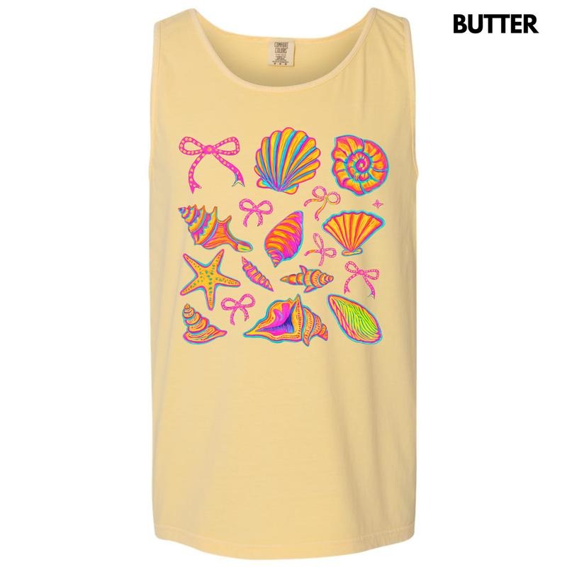 Tank Top - Electric Seashell Collage Comfort Colors Tank Top 'NLB' T-Shirts, Hoodie, Sweatshirt | GrindPrints.com